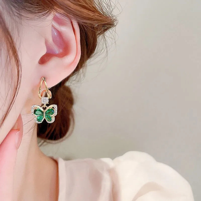 Vintage Green Crystal Earrings