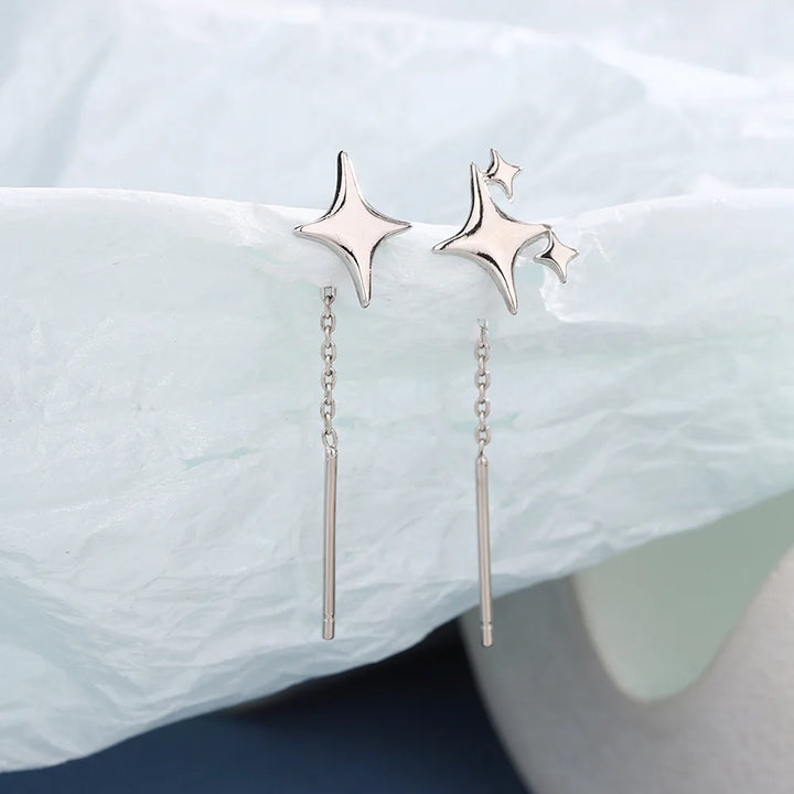 925 Sterling Silver Star Tassel Earrings for Women and Girls