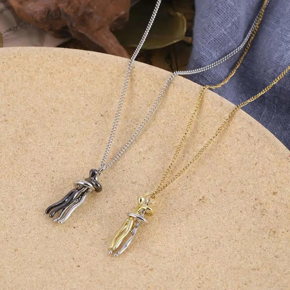 Hip Hop Embrace Couple Necklace