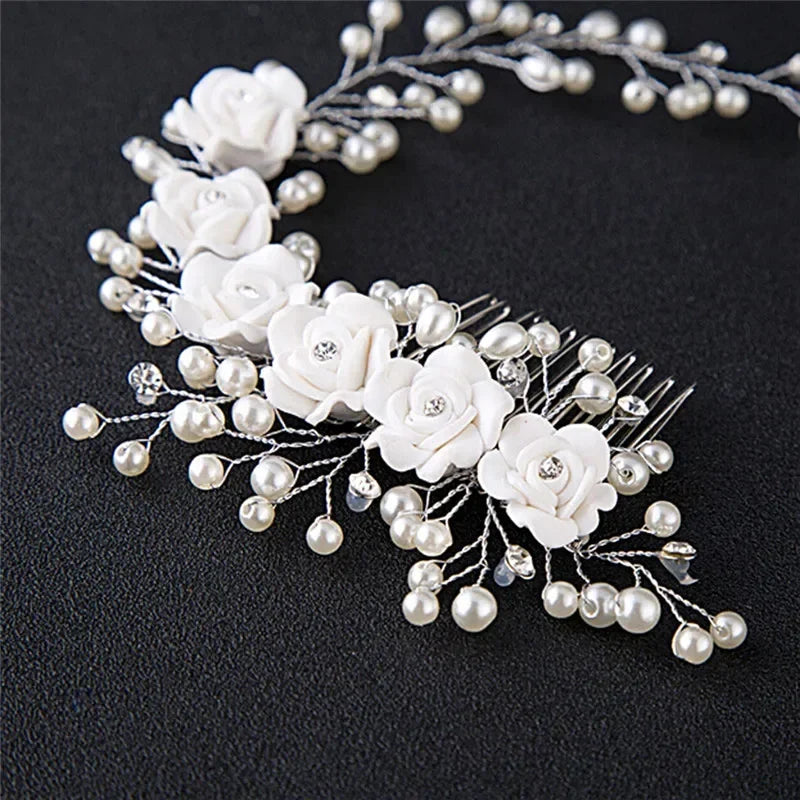 Floral Rhinestone Pearl Headband