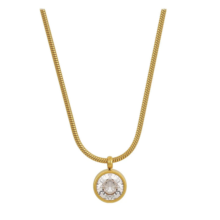 Shiny Zircon Pendant Gold Necklace