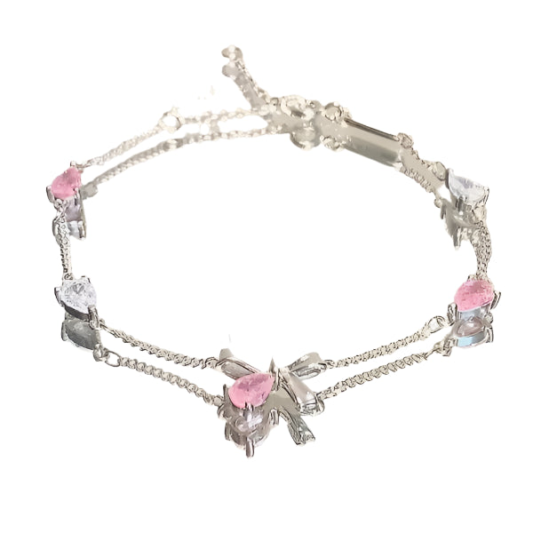 Korean Pearl Bow Charm Bracelet