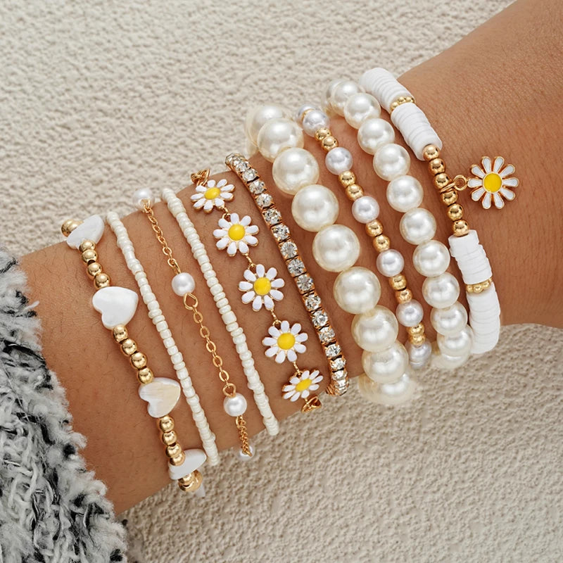 Vintage Daisy Boho Bracelet Set