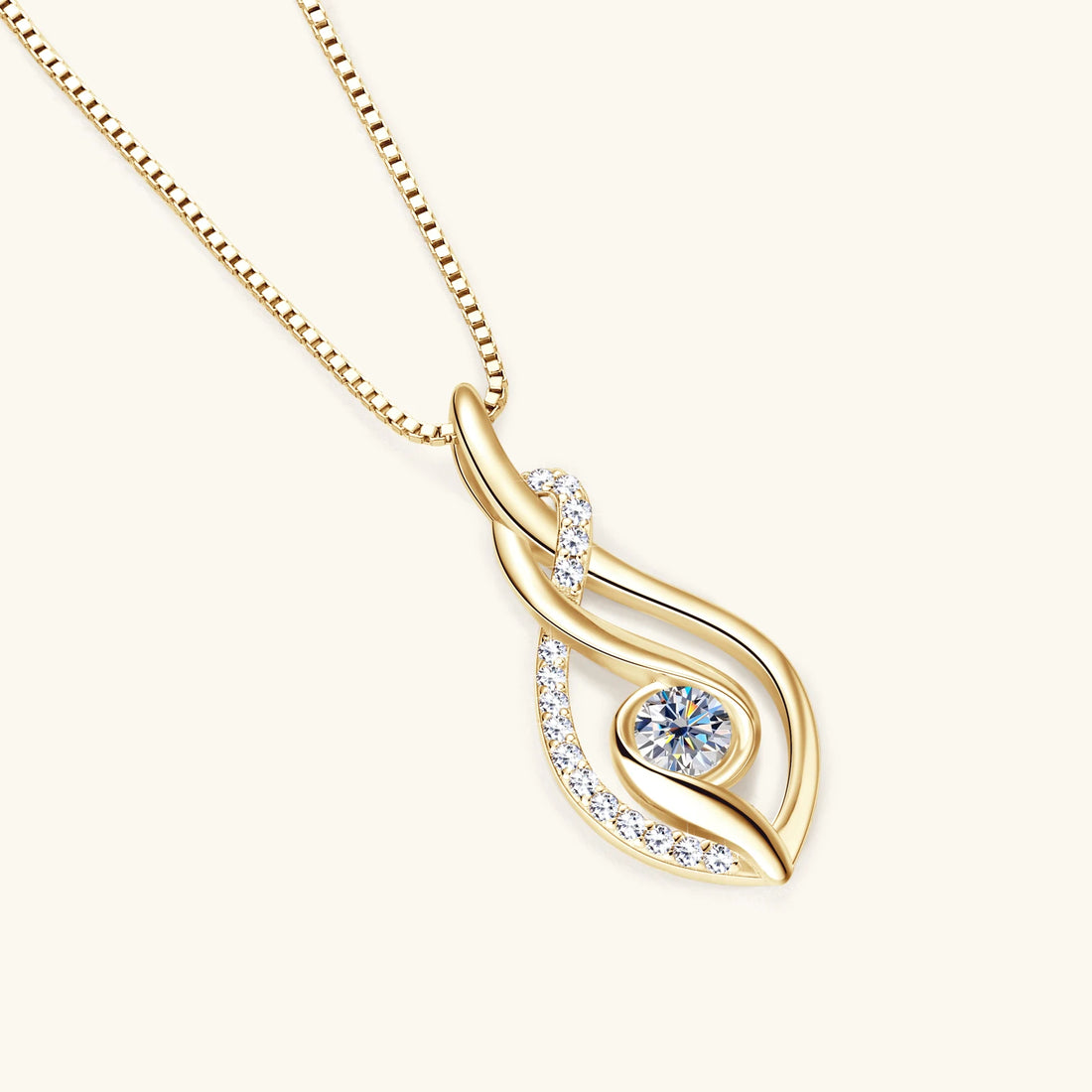 Real Moissanite Twisted Pendant Necklace