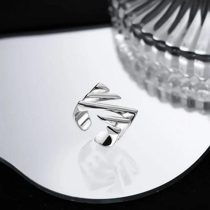 925 Sterling Silver Geometric Handmade Ring for Women