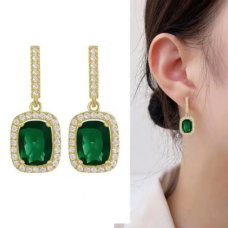 Vintage Green Crystal Earrings