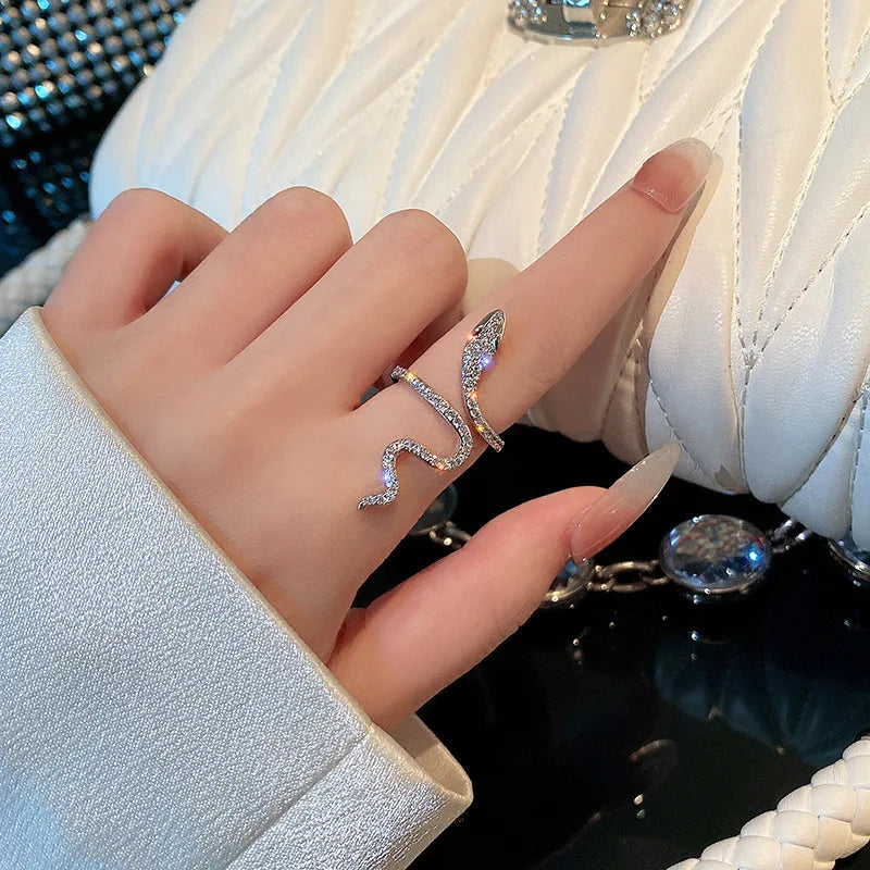 Silver Cubic Zirconia Snake Ring