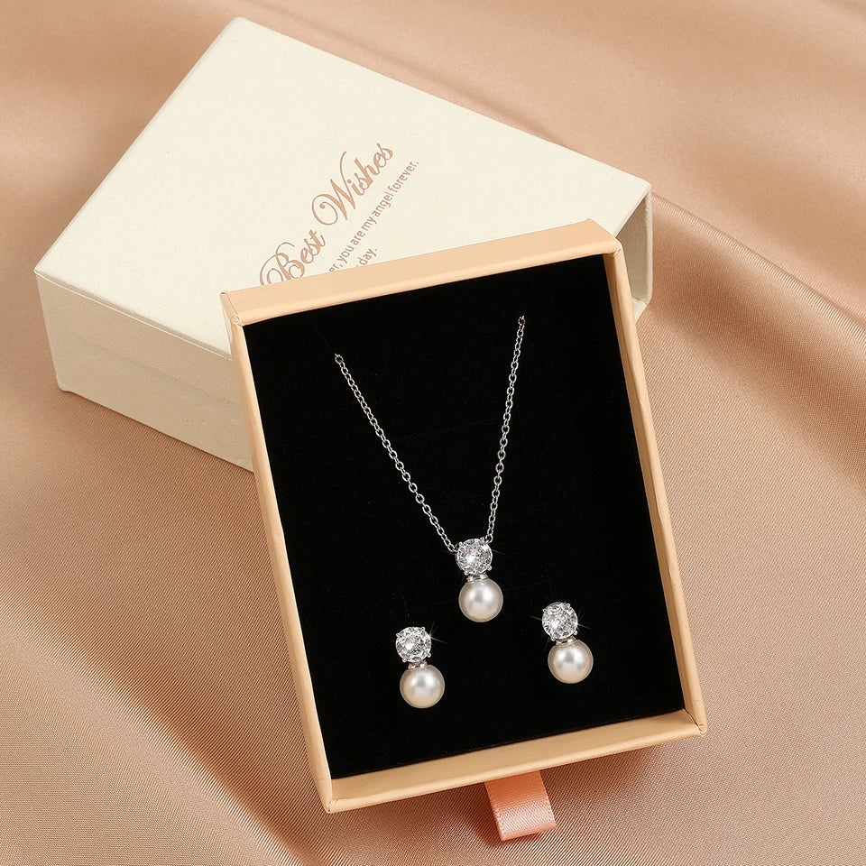 Pearl Zircon Jewelry Set