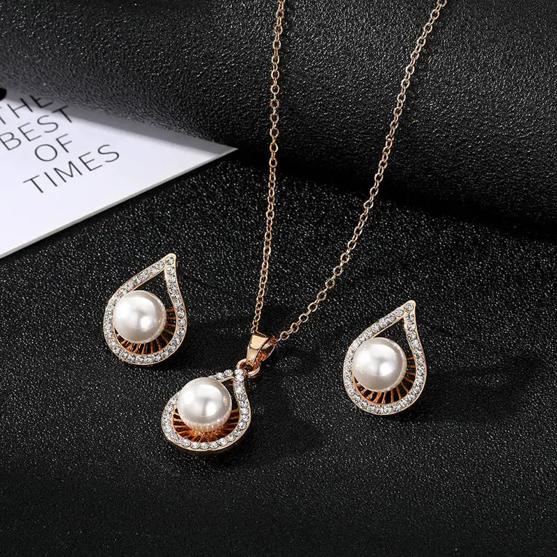 Gold Plated Pearl Necklace Set