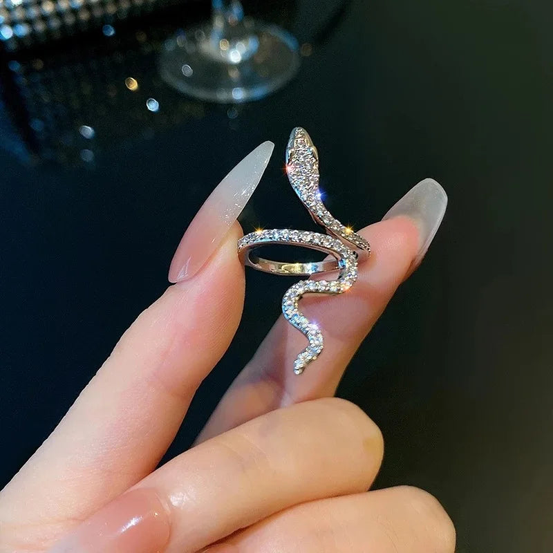 Silver Cubic Zirconia Snake Ring