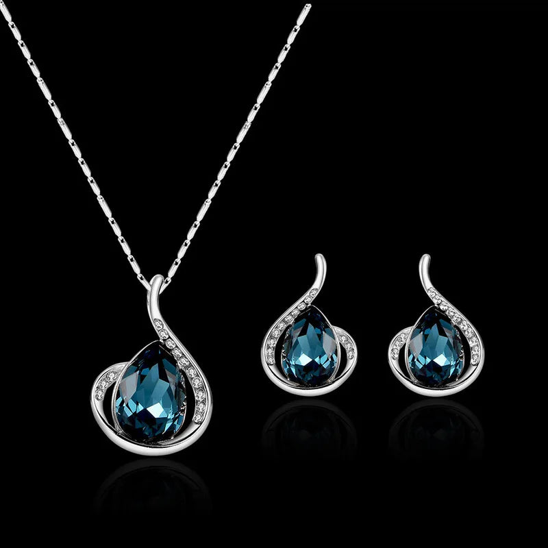 Elegant Waterdrop Rhinestone Jewelry Set