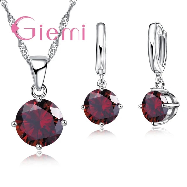 Silver Crystal Jewelry Set