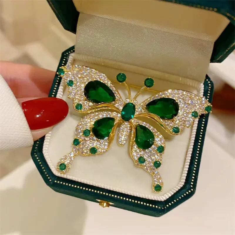 Green Emerald Butterfly Brooch Jewelry