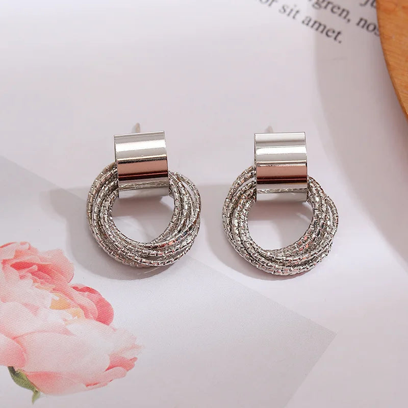 Vintage Metallic Twisted Circle Earrings