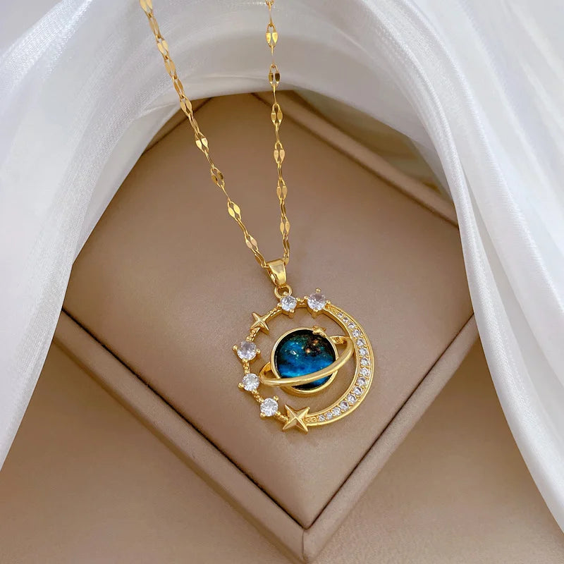 Planet Sun Zircon Pendant Necklace