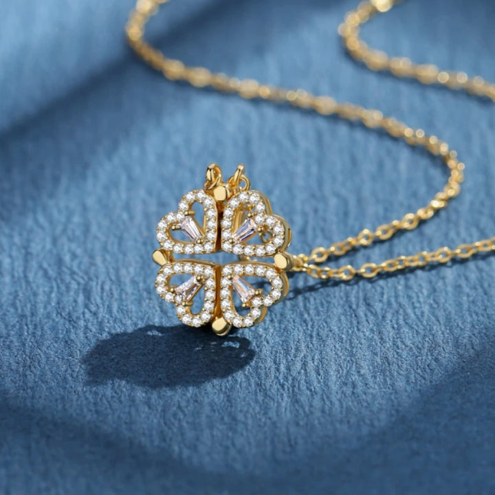 Clover Heart Magnetic Pendant Necklace for Women