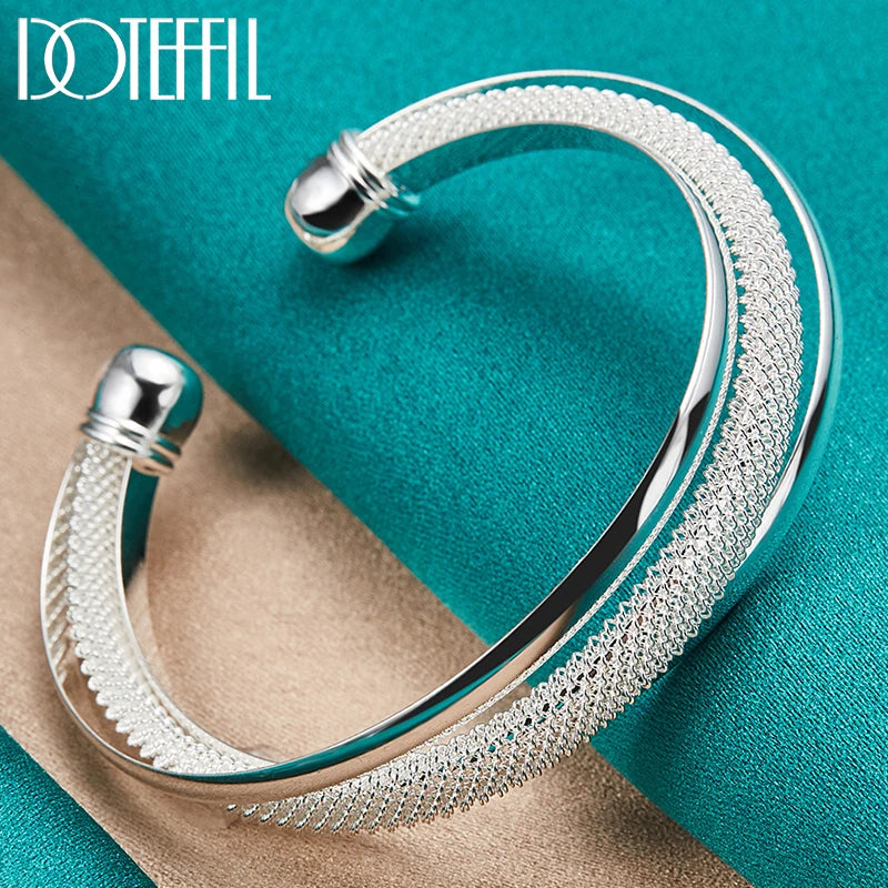 Silver Smooth Reticulated Bangle