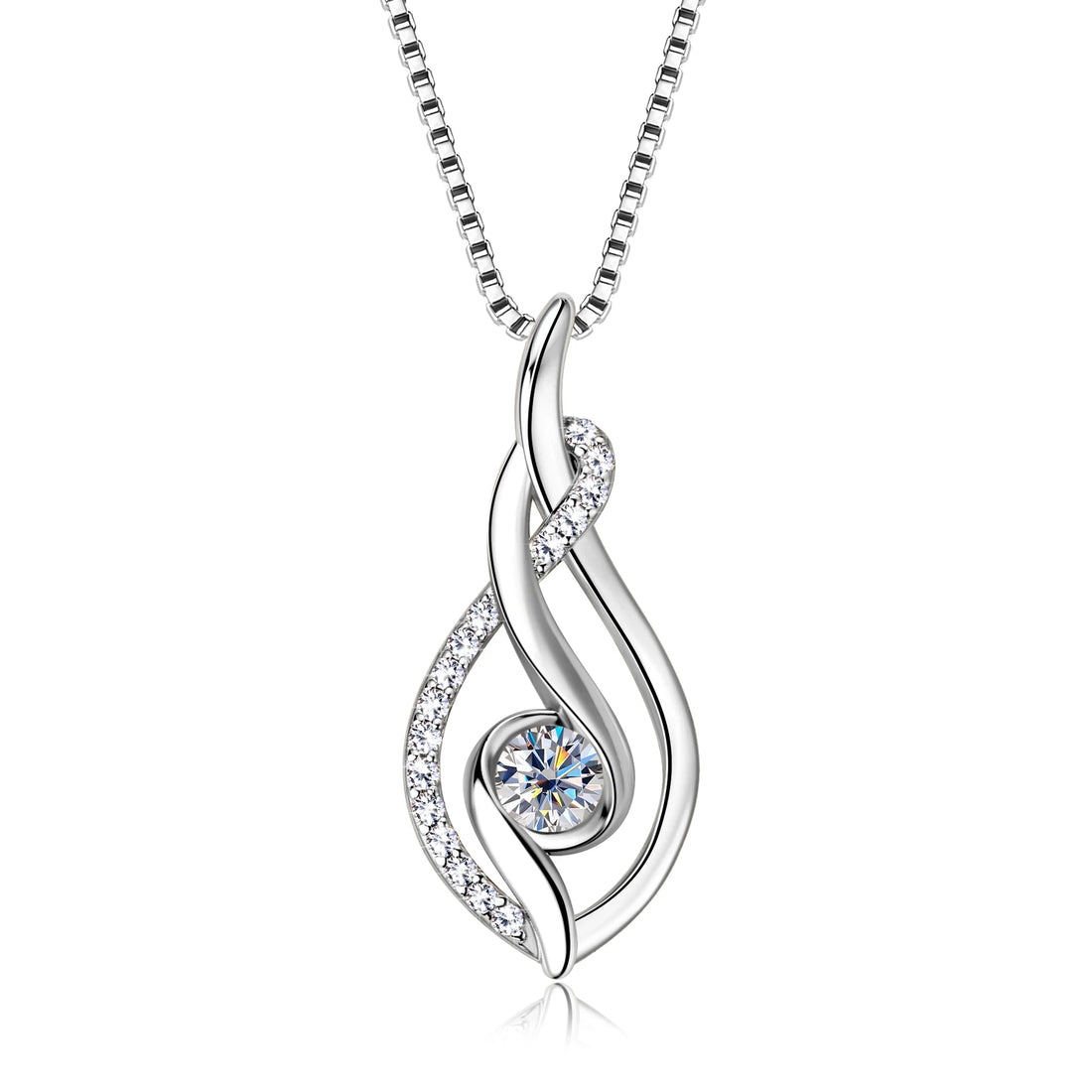 Real Moissanite Twisted Pendant Necklace