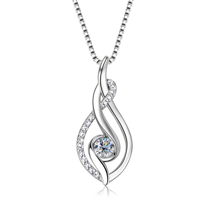 Real Moissanite Twisted Pendant Necklace