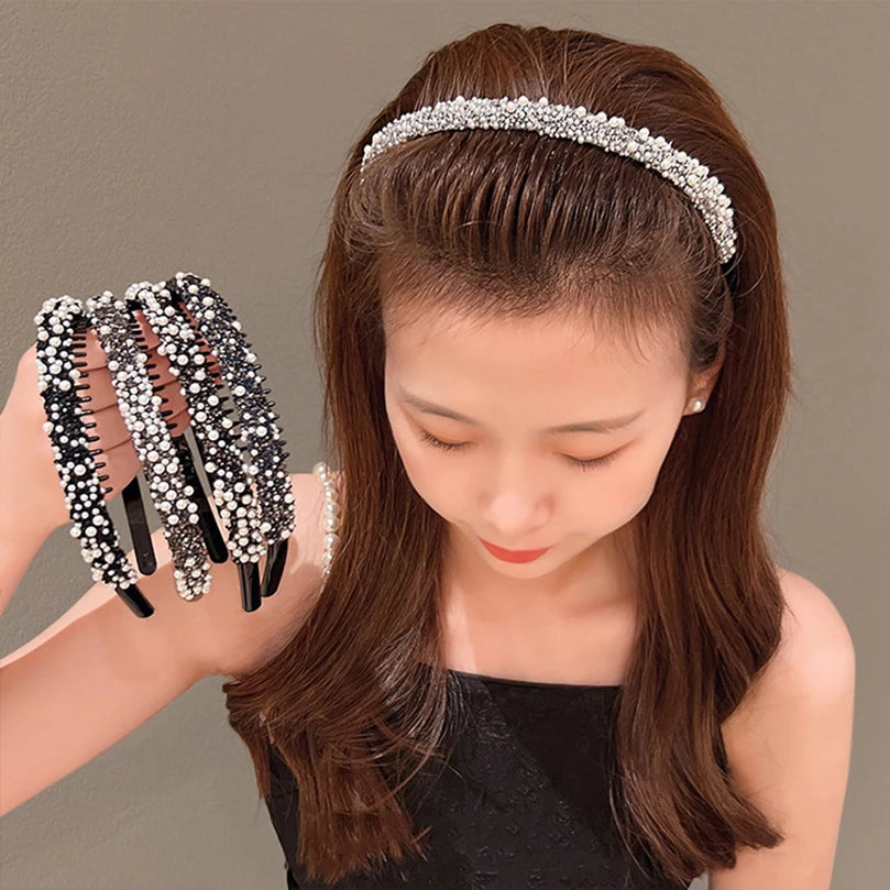 Pearl Rhinestone Antislip Hairband