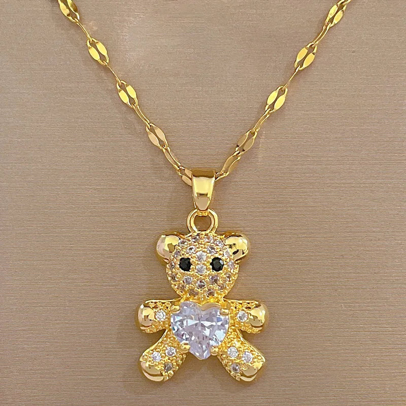 Cute Bear Rhinestone Jewelry Set