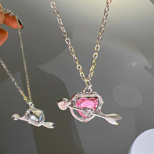 Pink Planet Heart Necklace