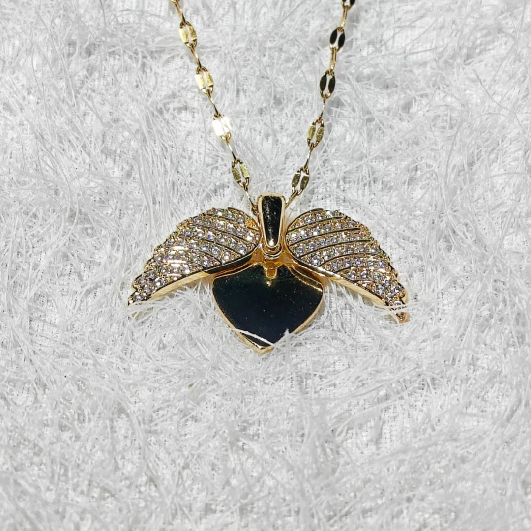 Copper Heart Angel Wing Necklace