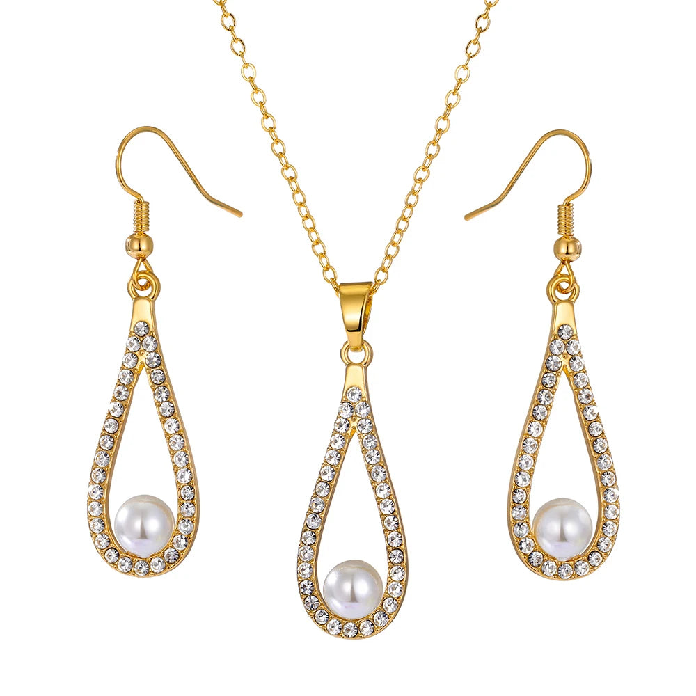 Gold Plated Pearl Necklace Set