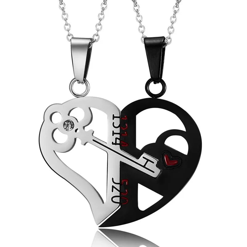 Couple Electrocardiogram Heart Necklace