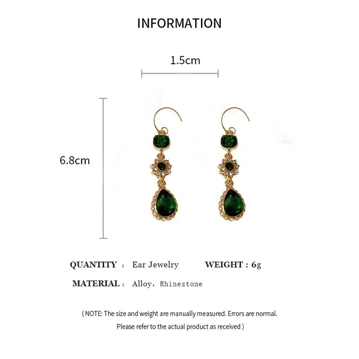 Vintage Green Crystal Drop Earrings