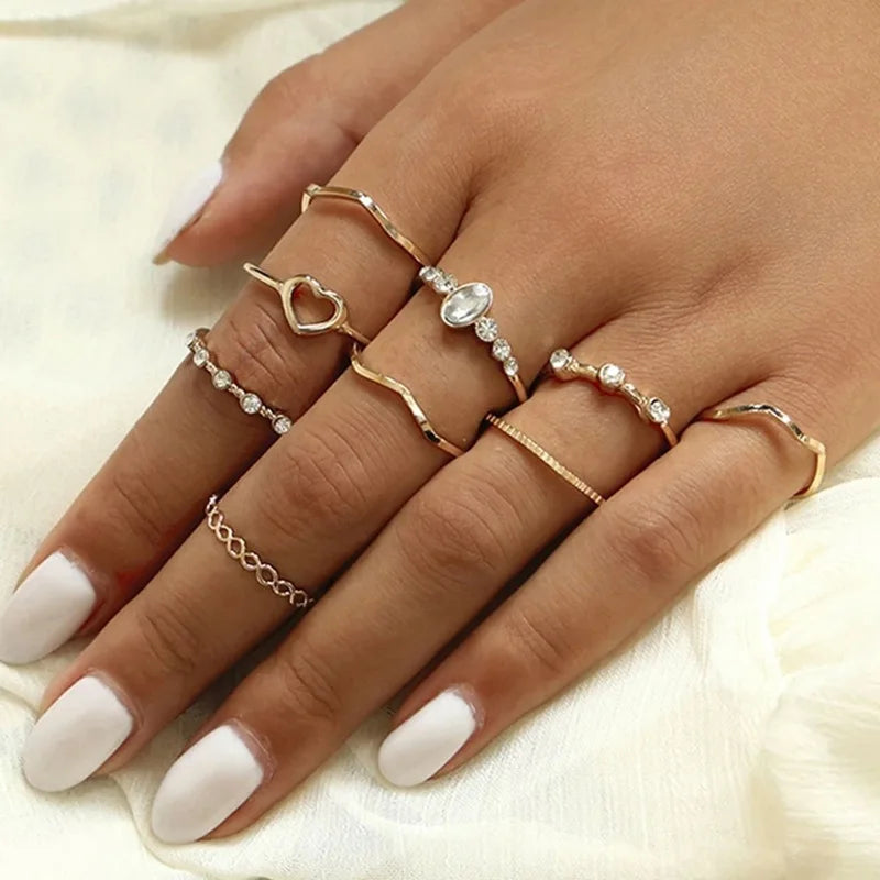 Bohemian Butterfly Pearl Rings Set