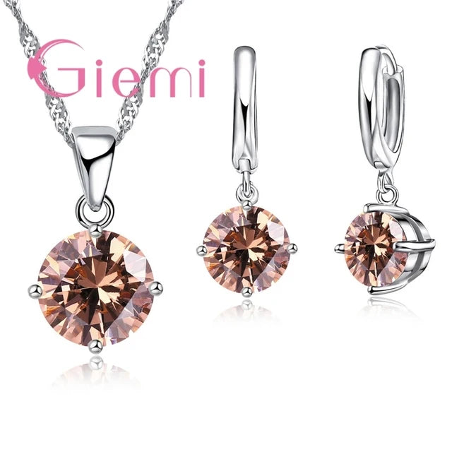 Silver Crystal Jewelry Set