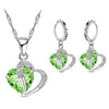 Silver Zircon Heart Jewelry Set