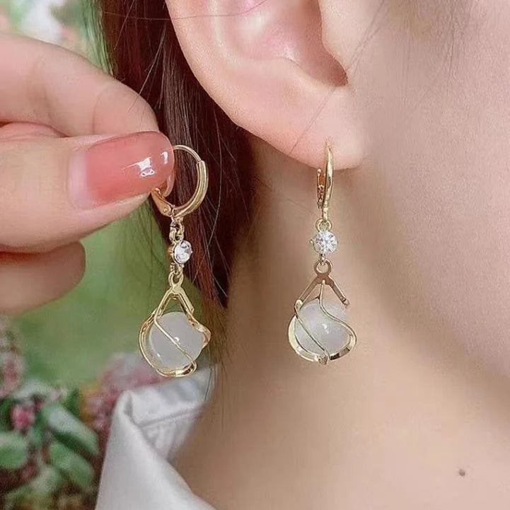 Korean Crystal Zircon Dangle Earrings