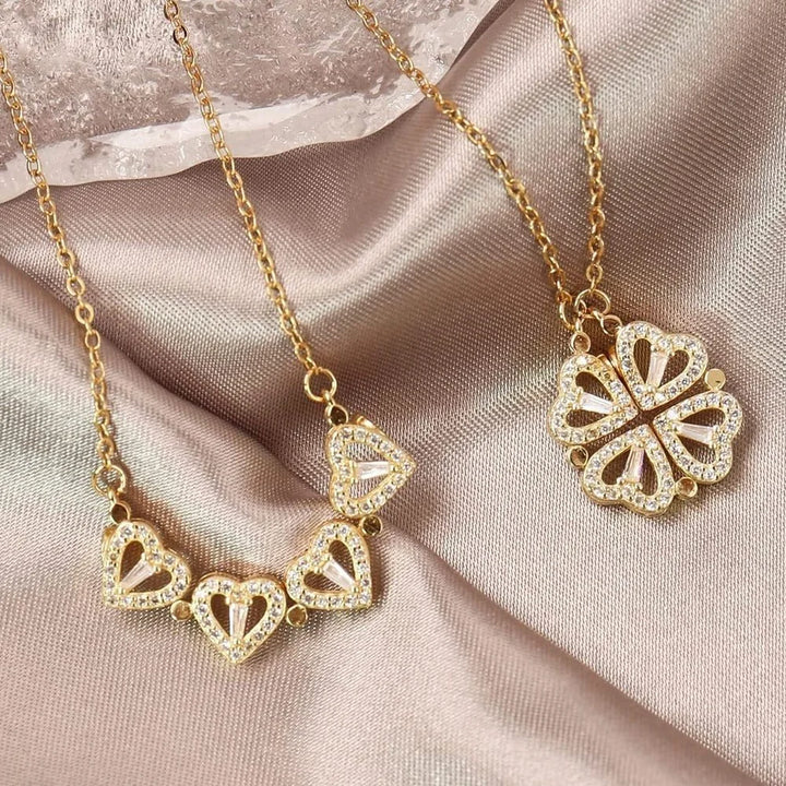 Clover Heart Pendant Necklace for Women - Lucky Jewelry Gift
