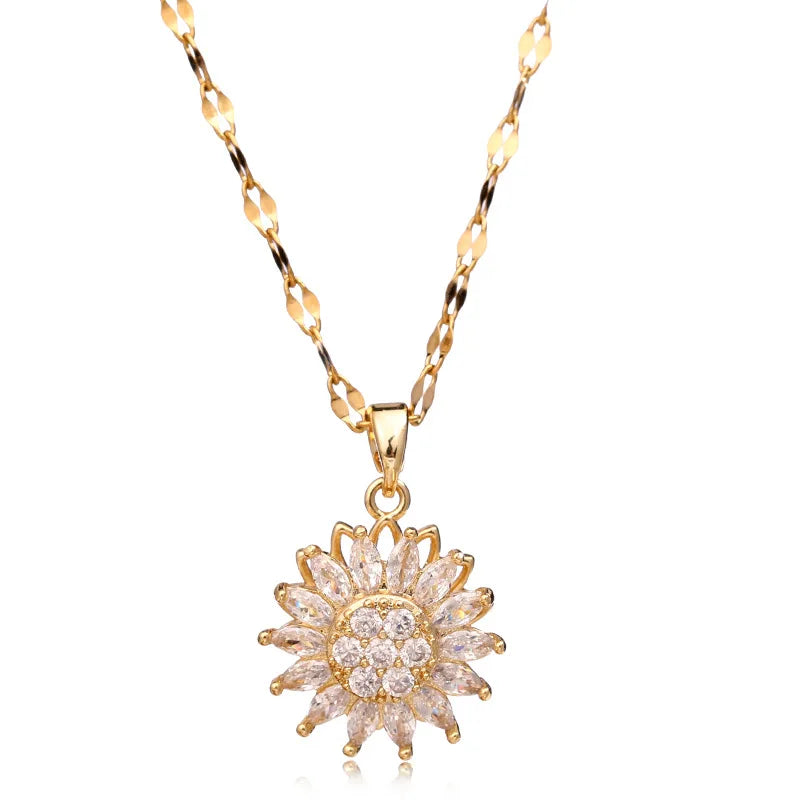 Double-Layer Rotatable Sunflower Necklace