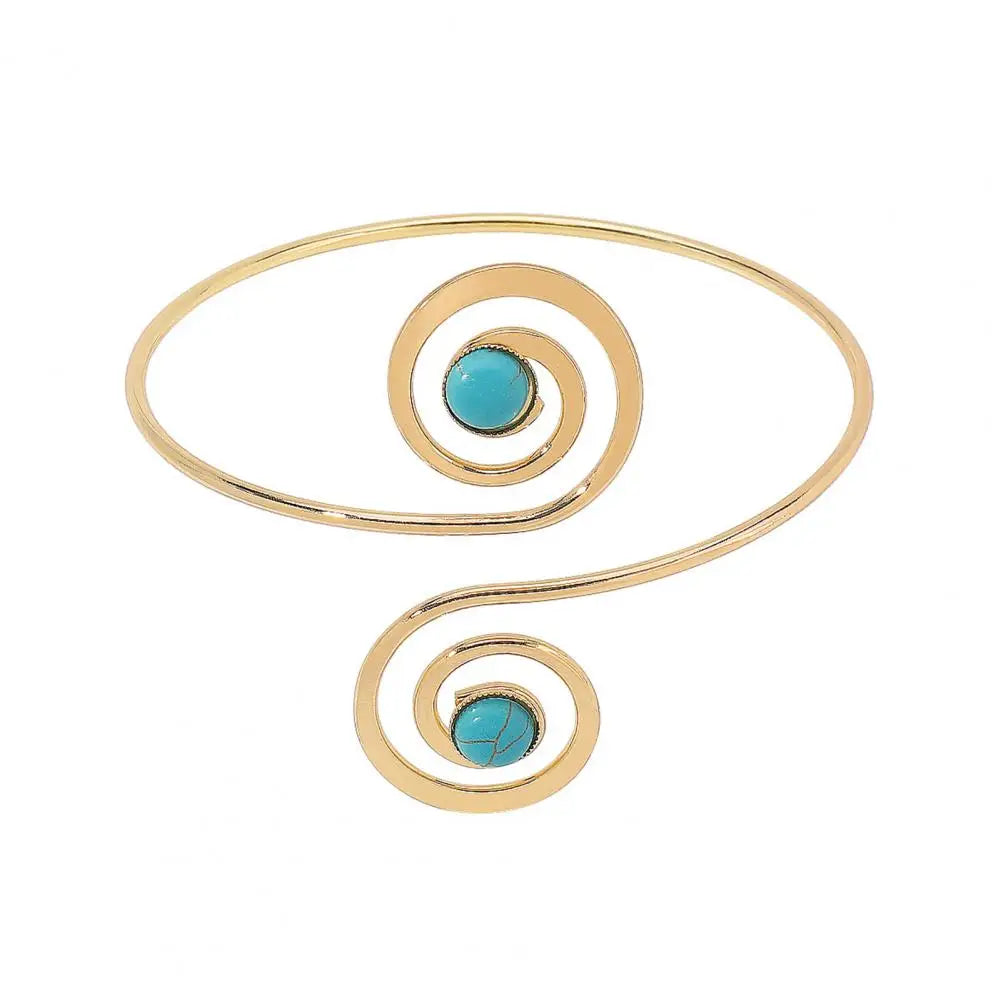 "Open Arm Crescent Turquoise Bracelet"