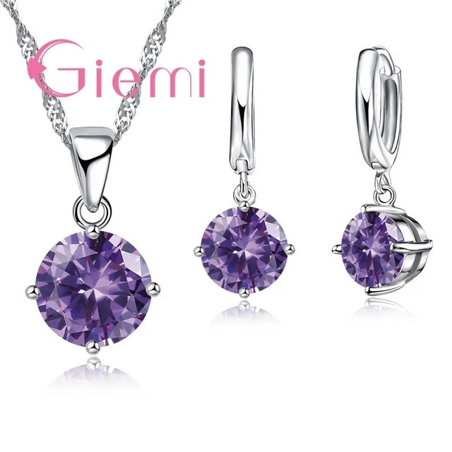 Silver Crystal Jewelry Set