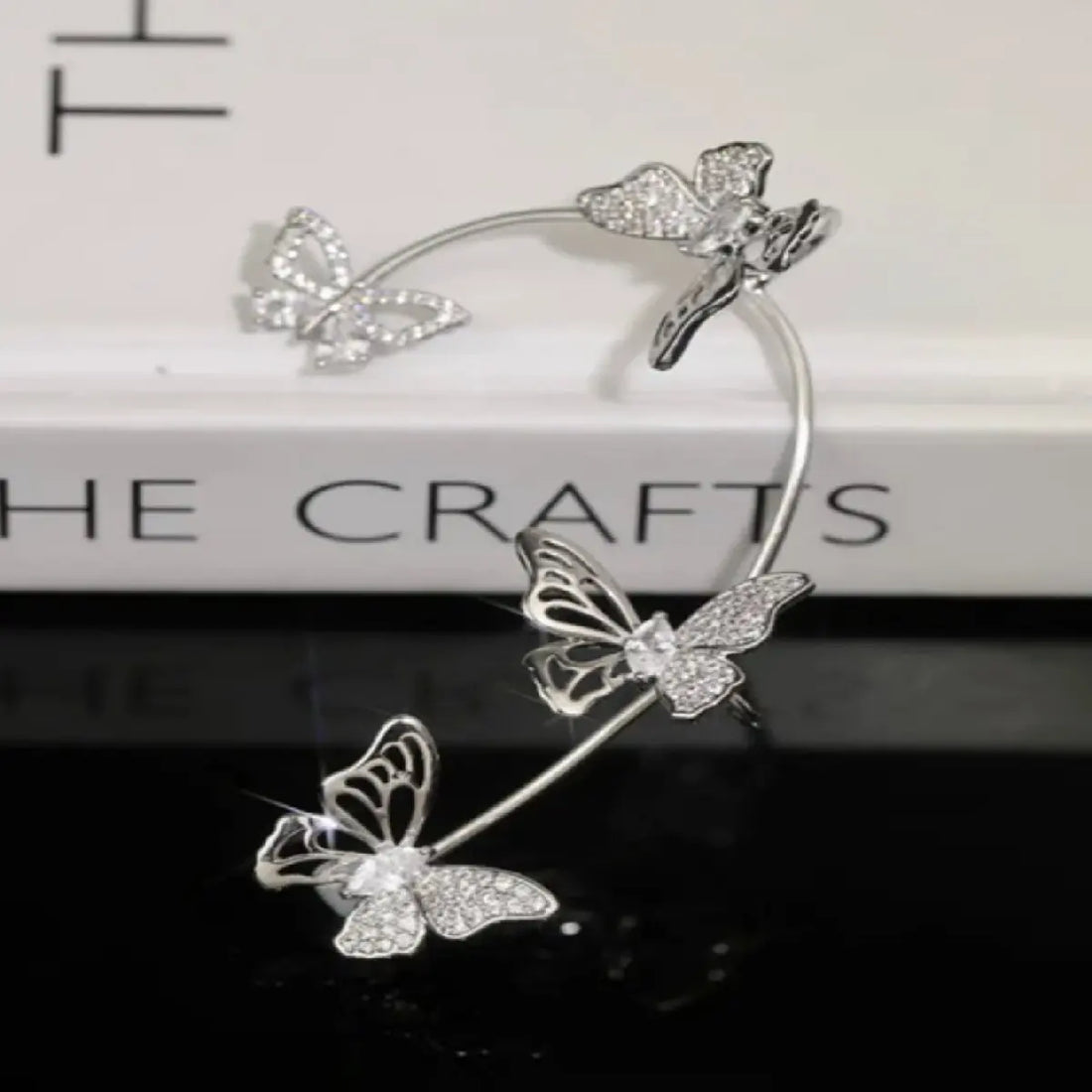 Silver Butterfly Leaf Ear Cuff