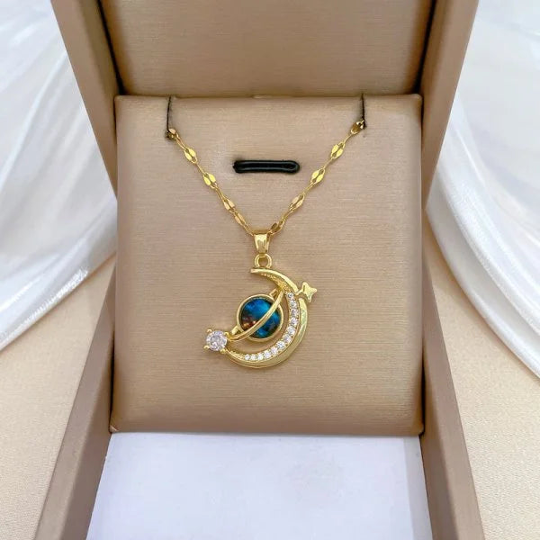 Planet Sun Zircon Pendant Necklace