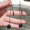 Black Matte Ball Pendant Tassel Earrings for Women