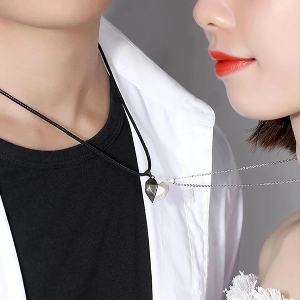 Couple Electrocardiogram Heart Necklace