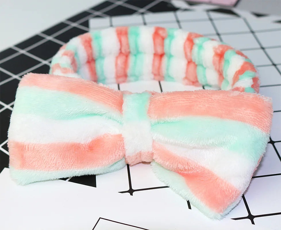 Soft Coral Fleece Bow Headband