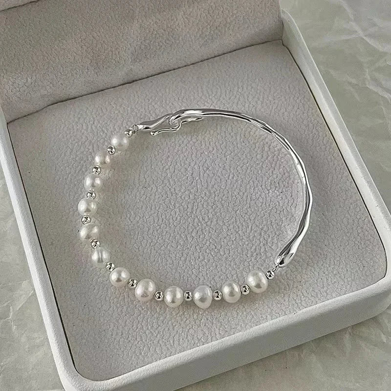 Silver Pearl Knot Bracelet