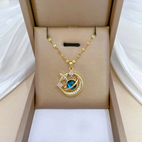 Planet Sun Zircon Pendant Necklace