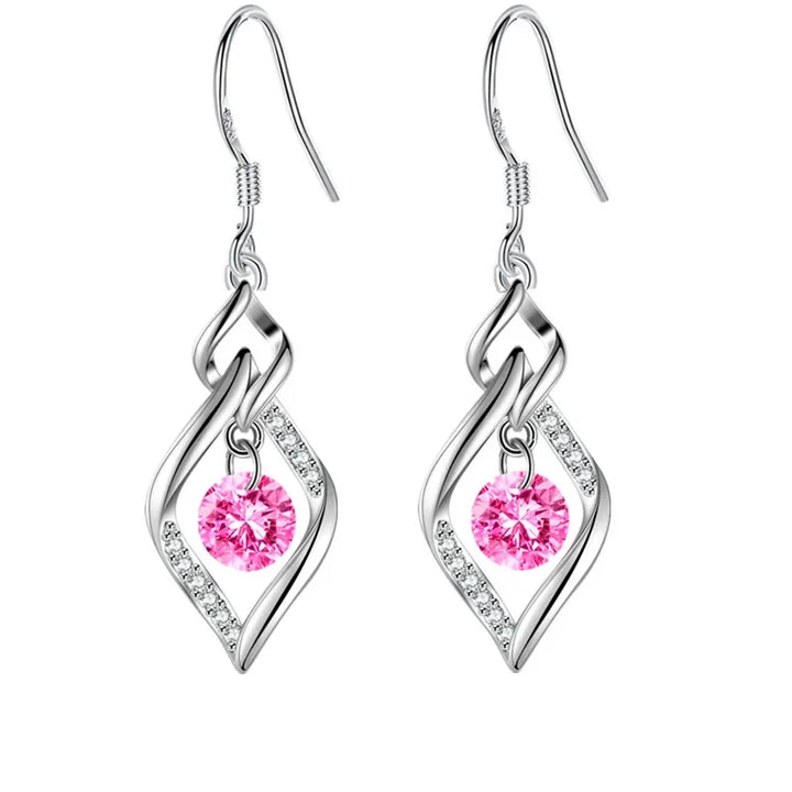 Sterling Silver Crystal Zircon Earrings