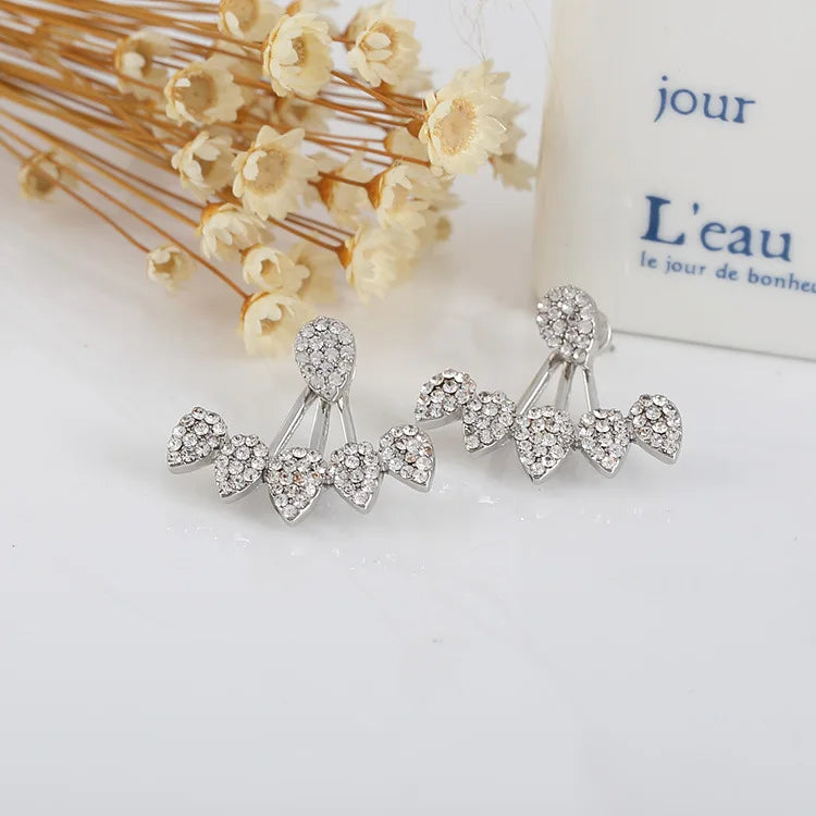 Shiny CZ Leaf Hoop Earrings