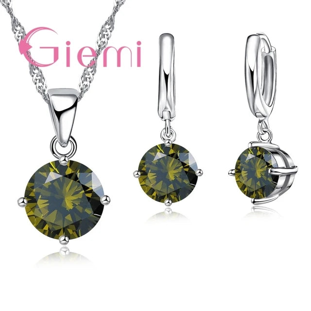 Silver Crystal Jewelry Set