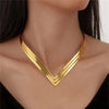 Simple Metal Texture Collar Necklace for Women