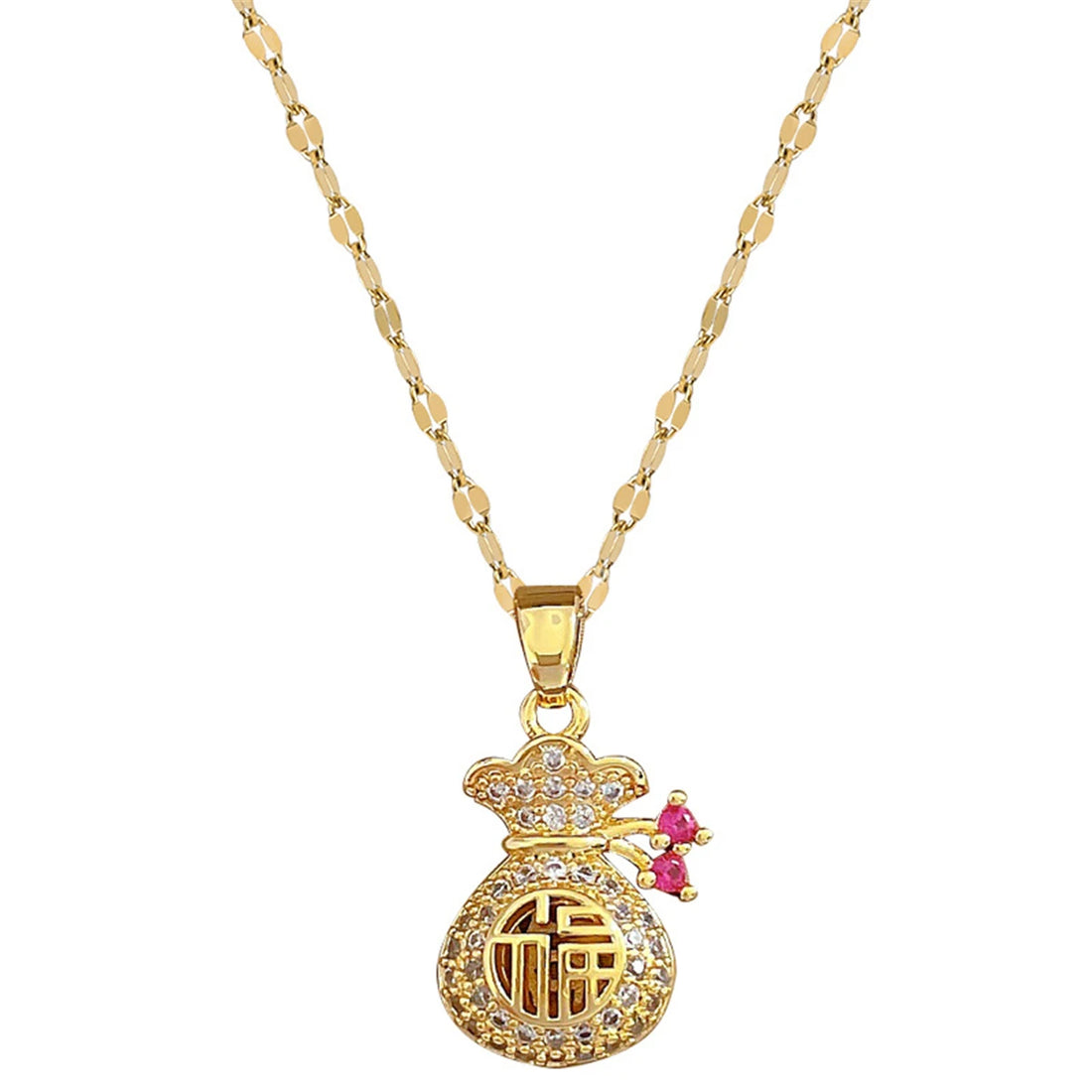 Money Bag Lucky Zircon Necklace